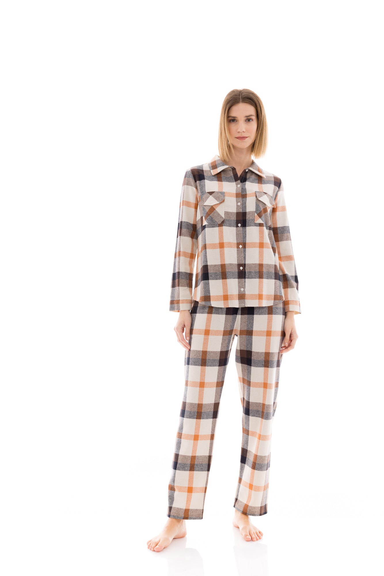 Pink Label - Pyjama Buttoned Autumn Plaid