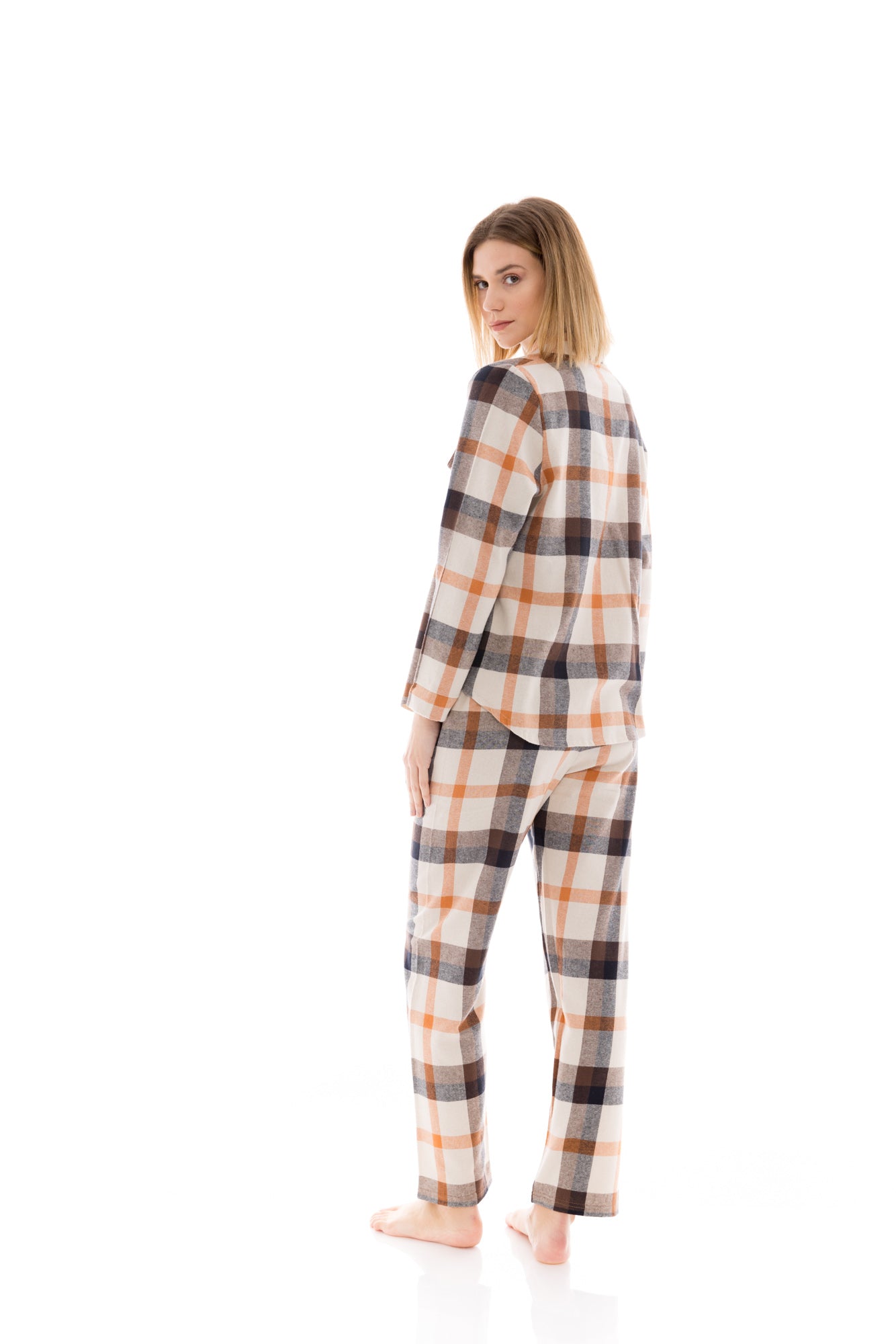 Pink Label - Pyjama Buttoned Autumn Plaid
