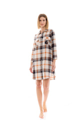 Pink Label - Nightgown Buttoned Autumn Plaid