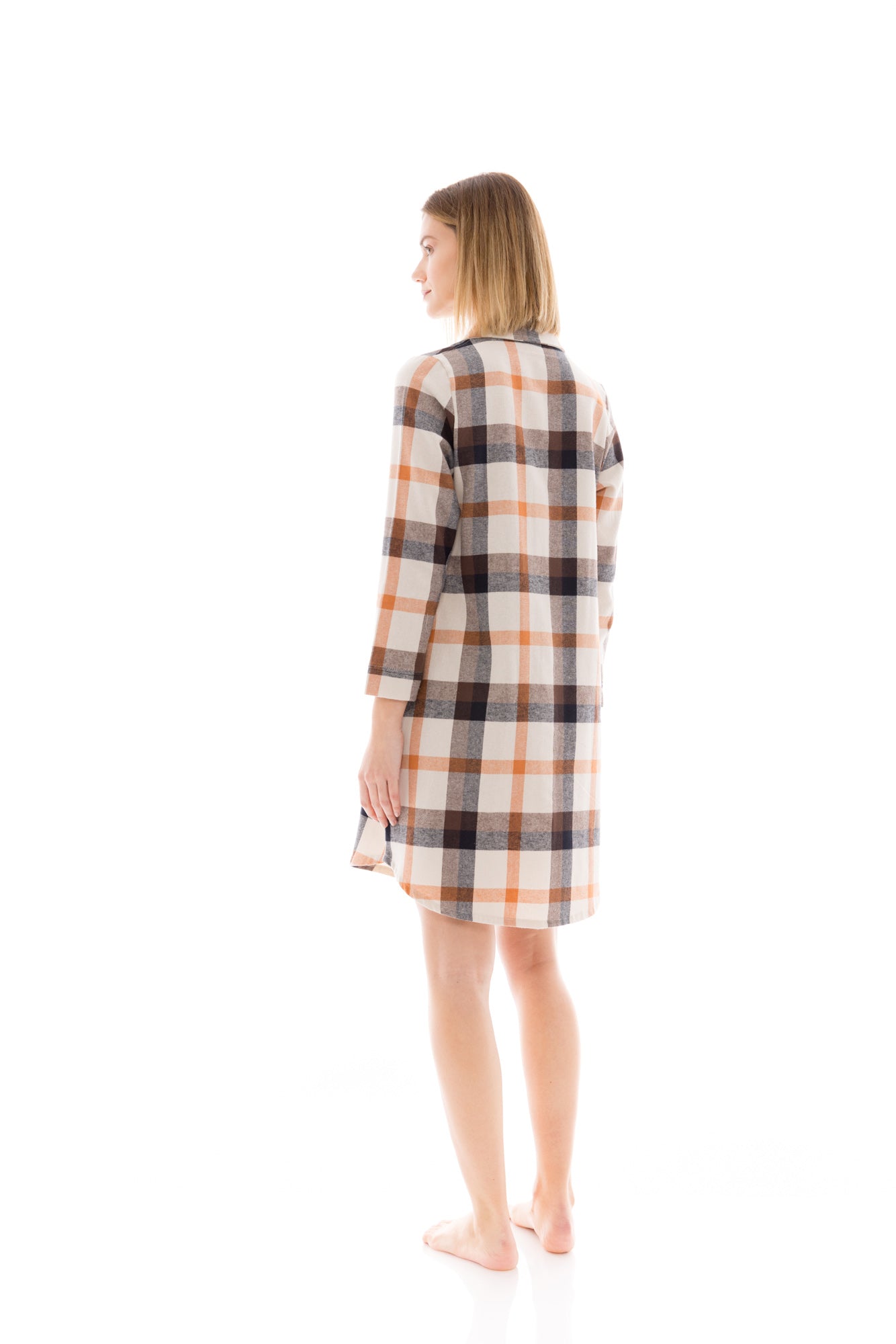Pink Label - Nightgown Buttoned Autumn Plaid