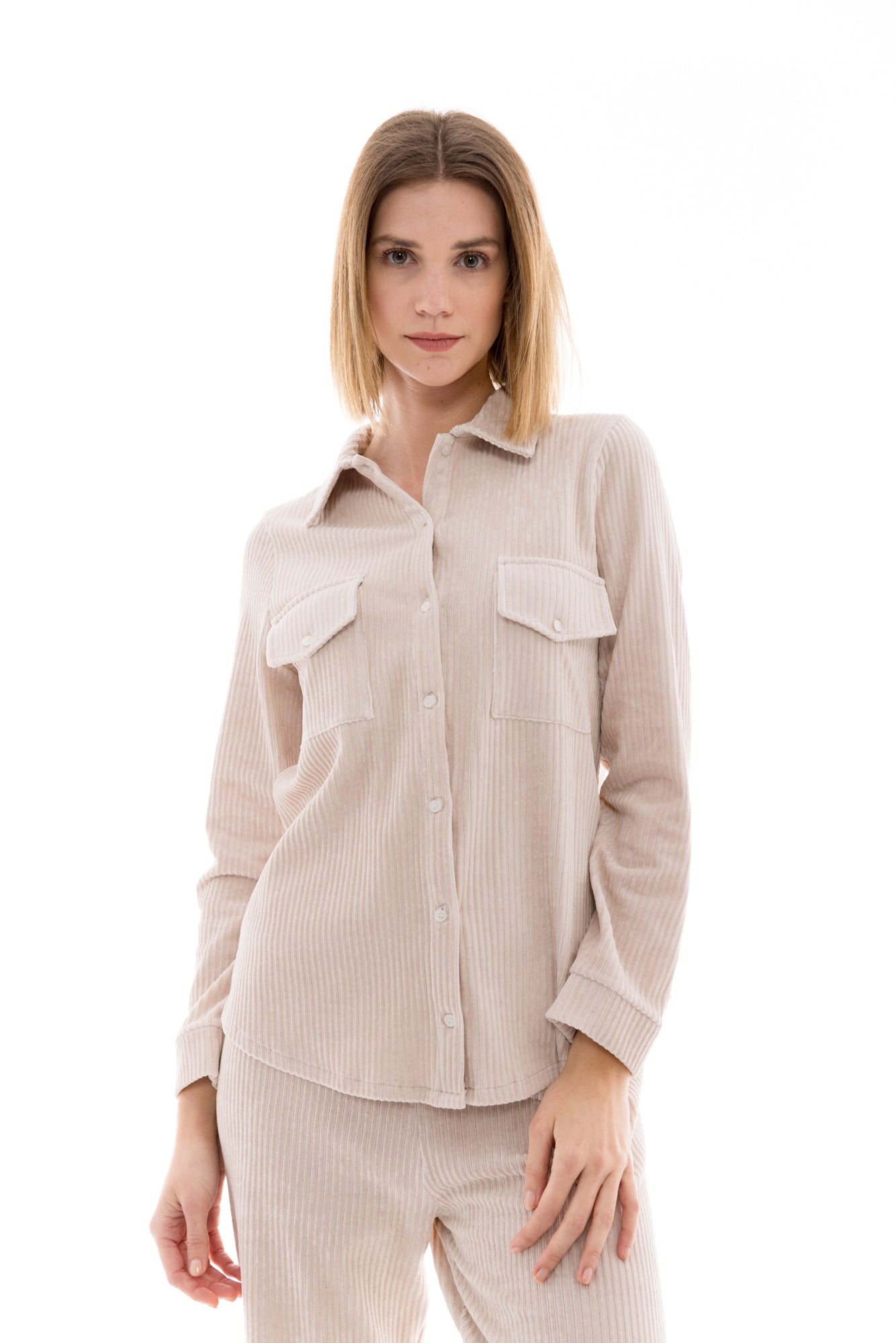 Pink Label - Pyjama Buttoned Velvet Stripe