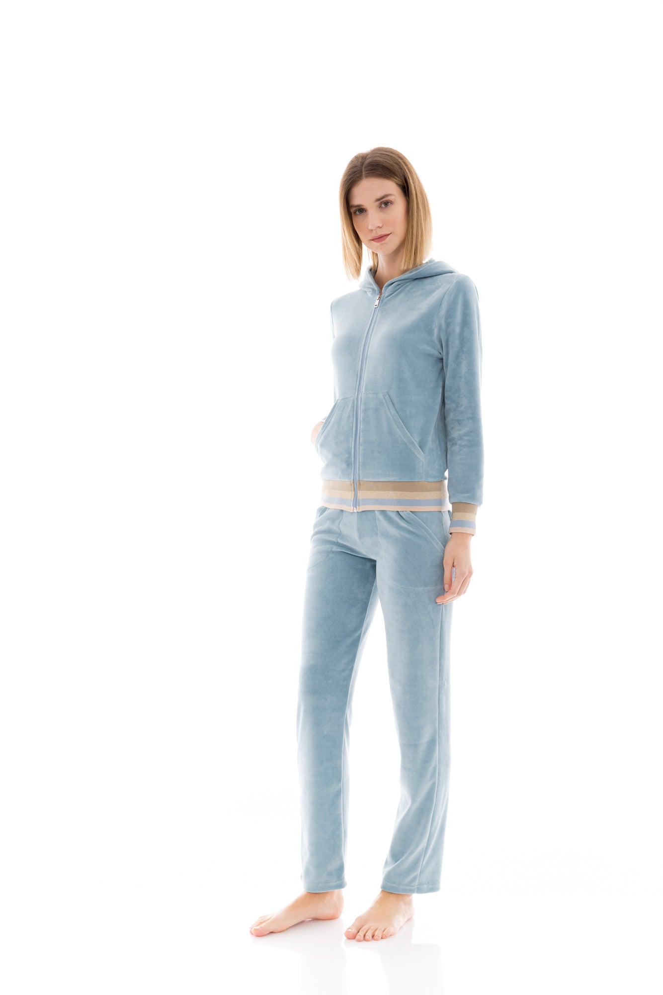 Pink Label - Trucksuit Hood Velvet Beige Stripe