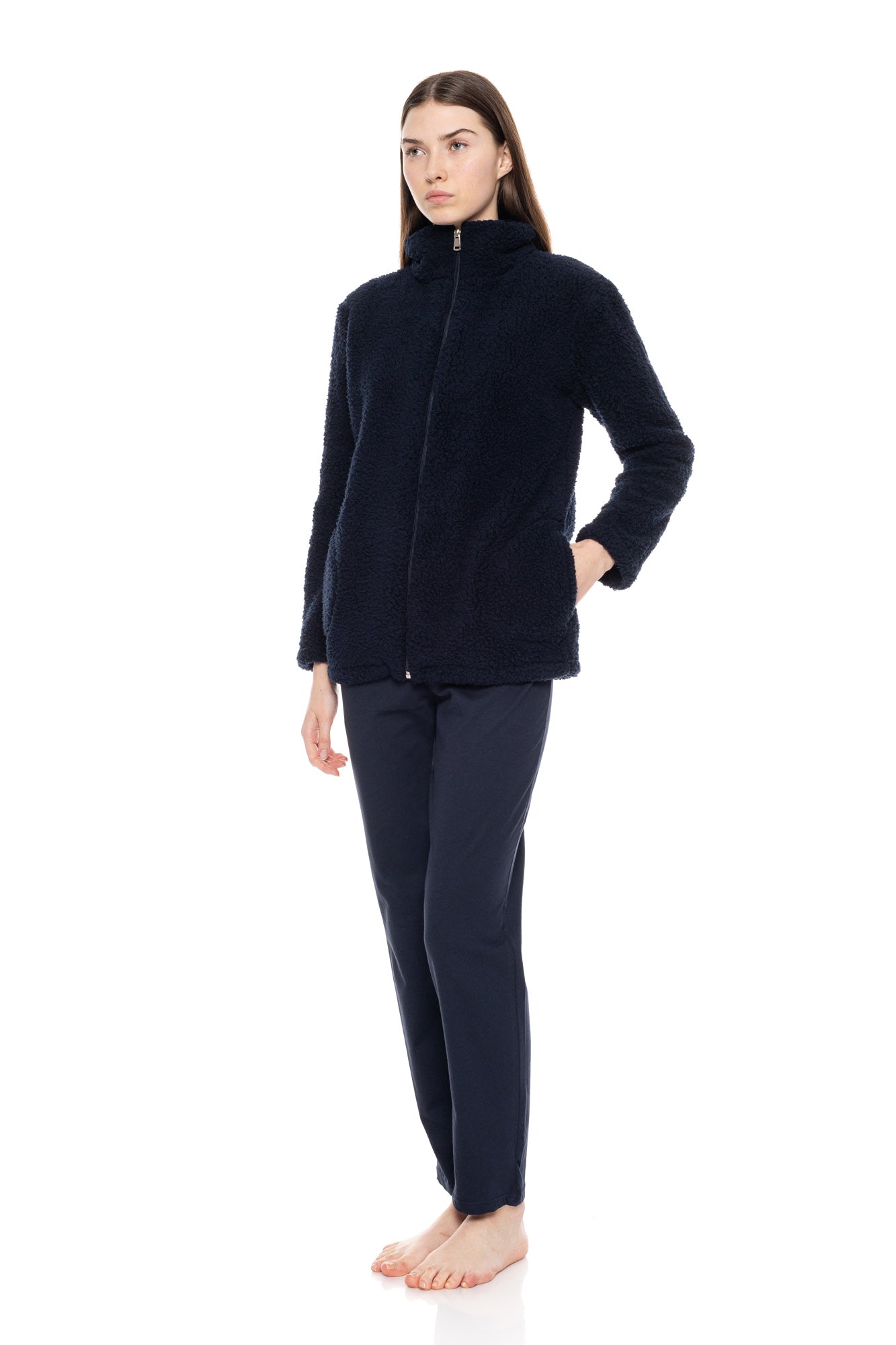 Pink Label - Robe Zipper Fleece Fluffy