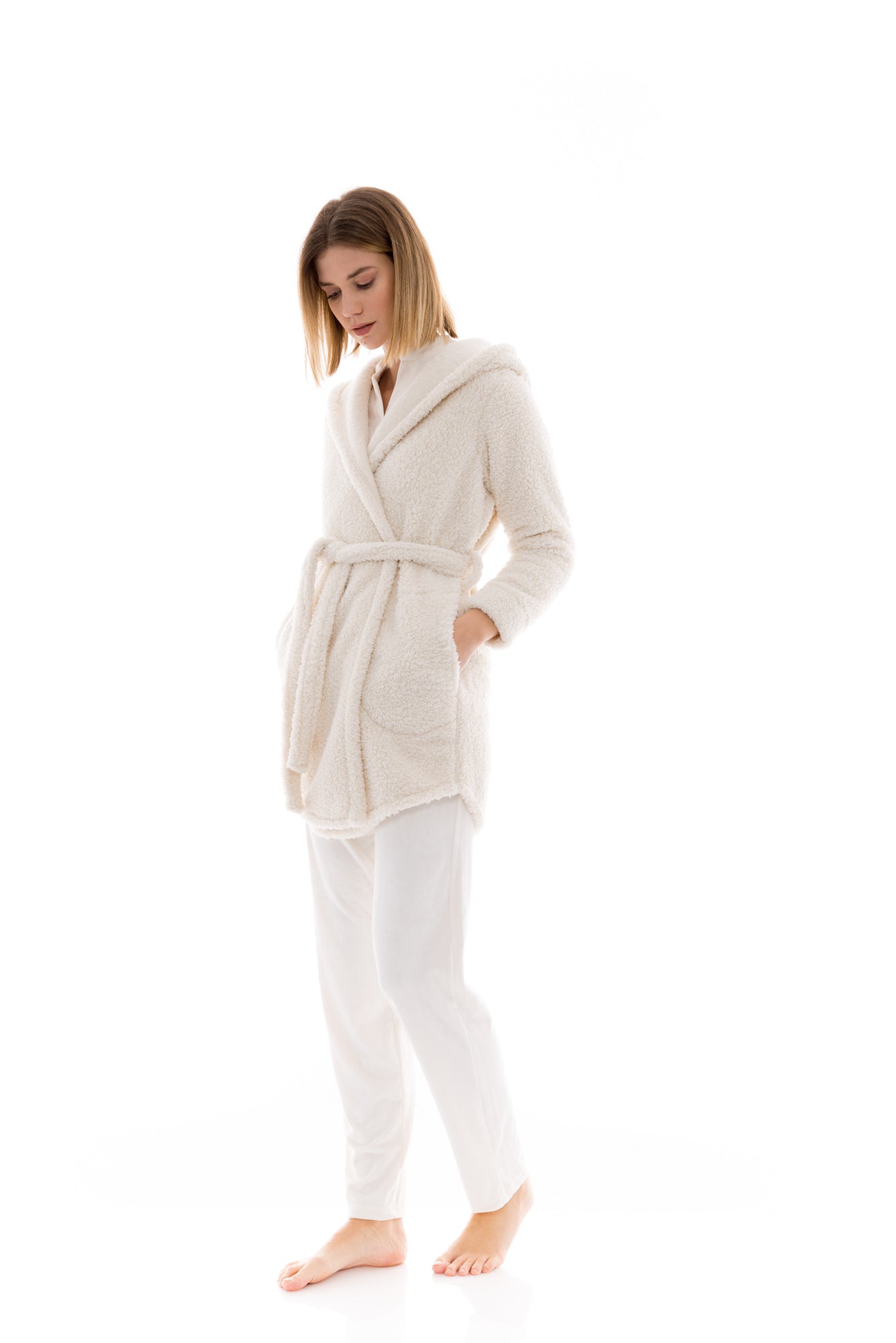 Pink Label - Robe Hood Fleece Fluffy