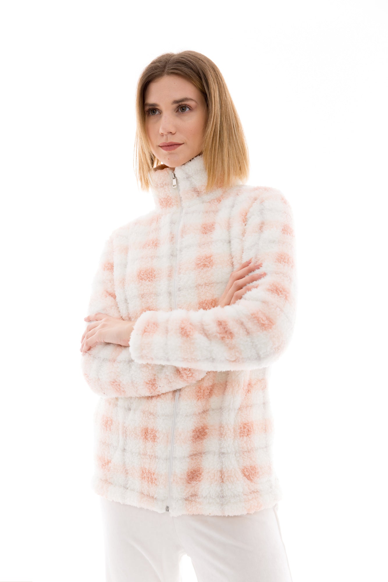 Pink Label - Robe Zipper Fleece Plaid