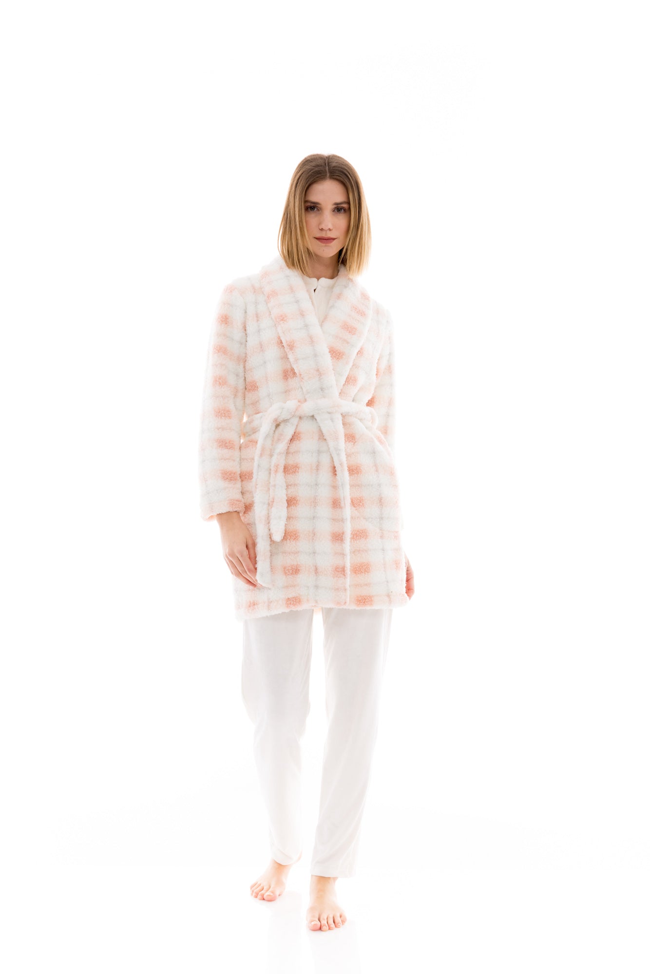 Pink Label - Robe Fleece Plaid