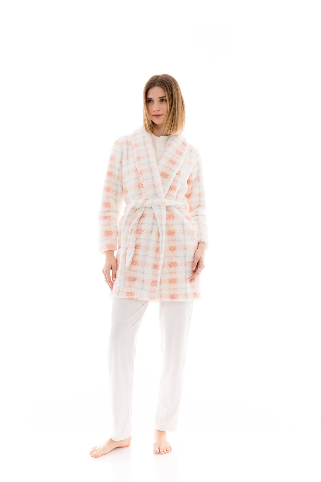 Pink Label - Robe Fleece Plaid