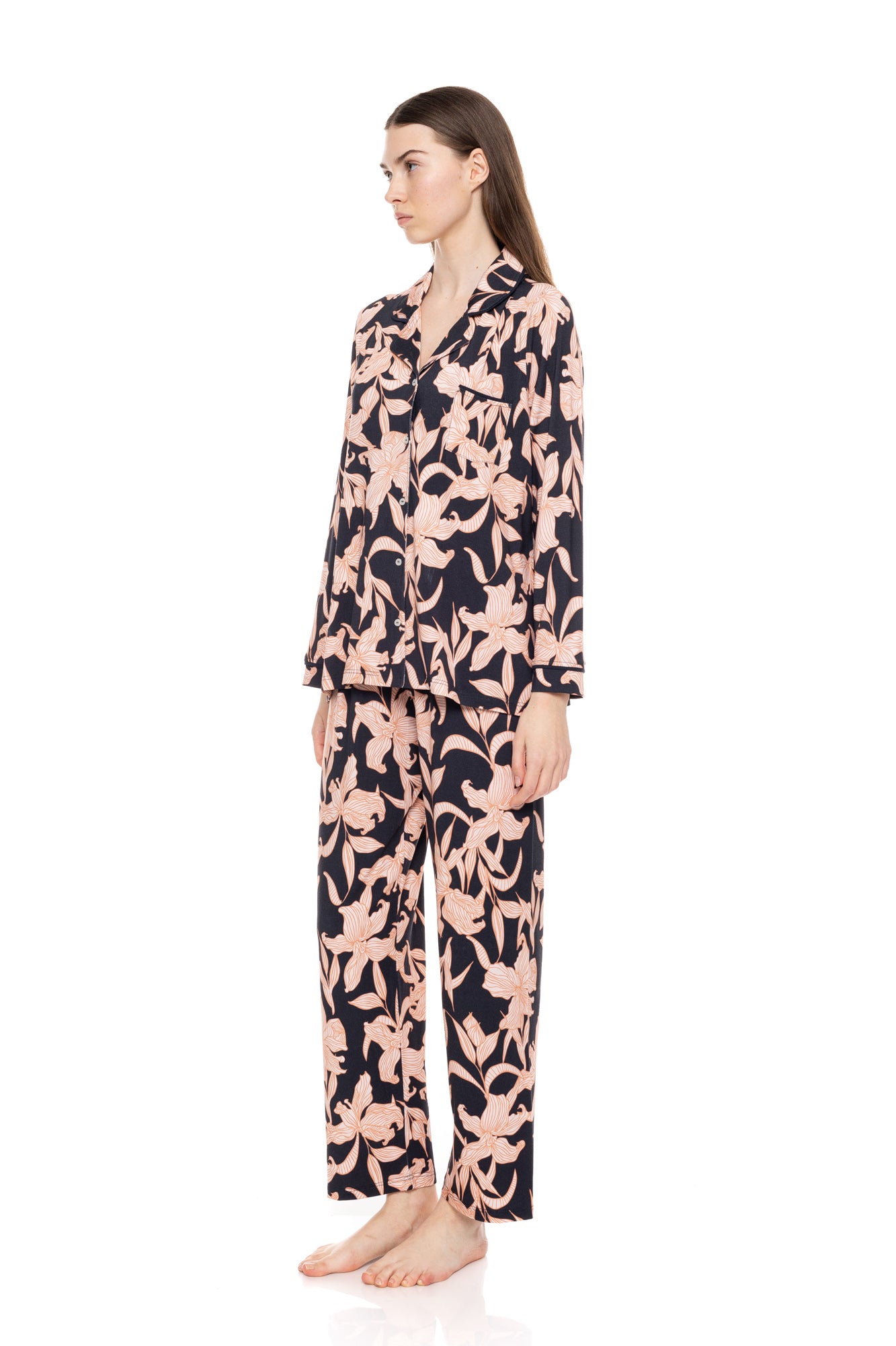 Pink Label - Pyjama Buttoned Orange Leaf