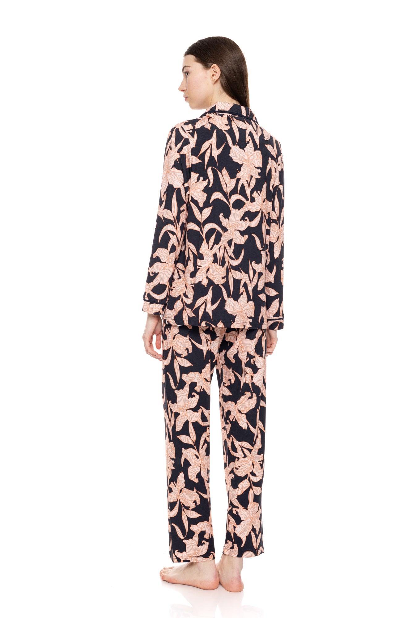 Pink Label - Pyjama Buttoned Orange Leaf