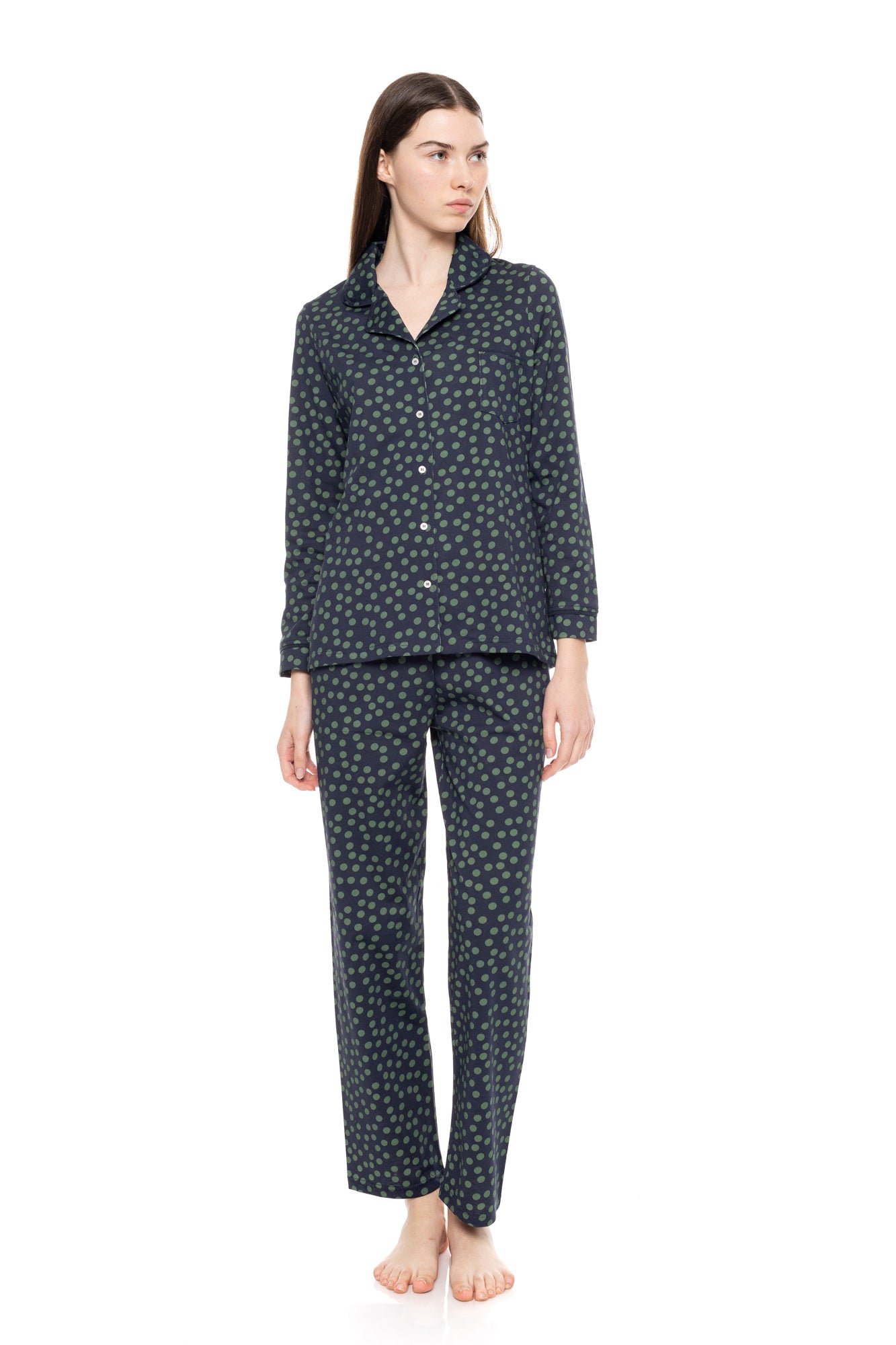 Pink Label - Pyjama Buttoned Green Dot
