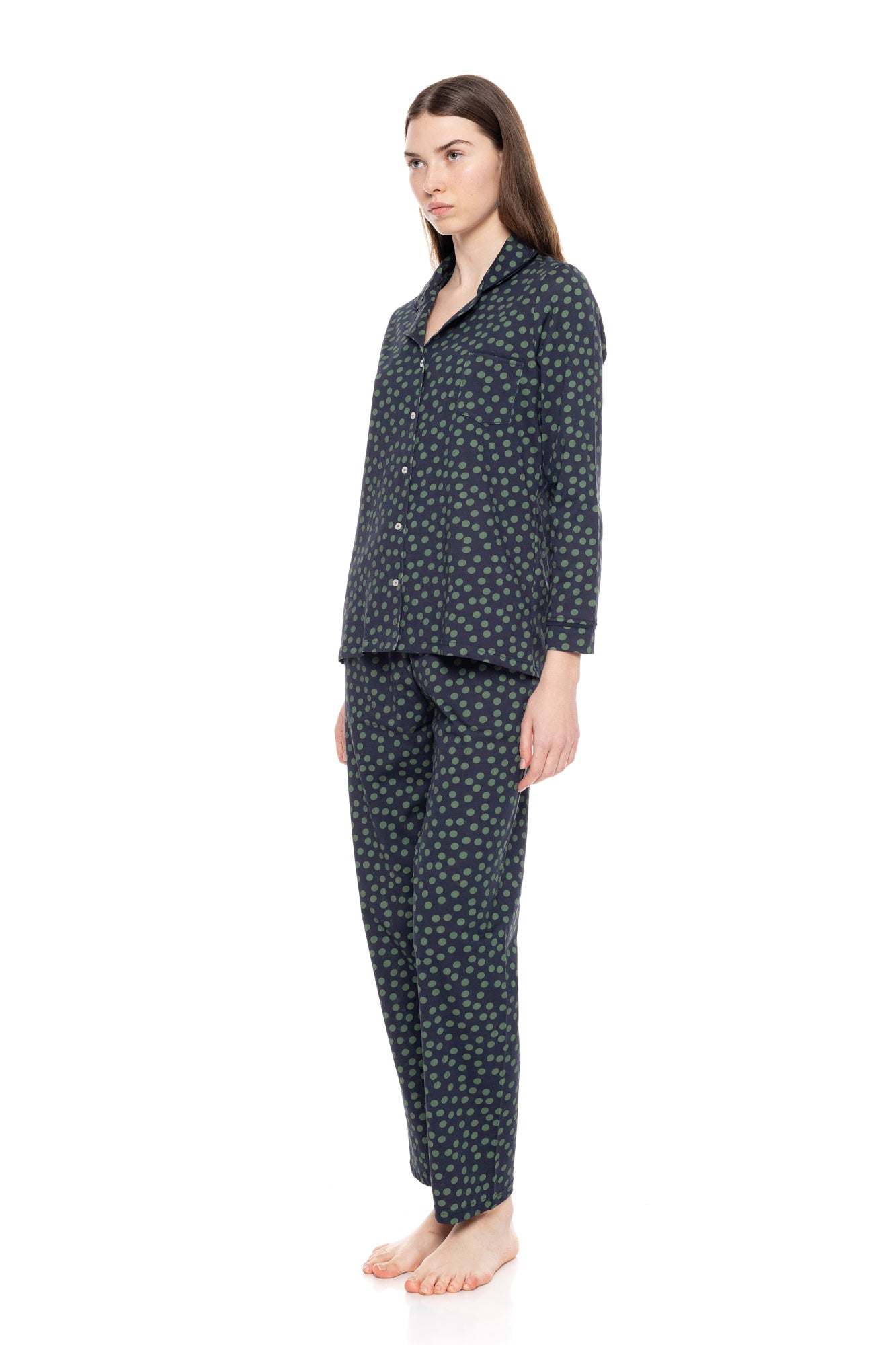 Pink Label - Pyjama Buttoned Green Dot