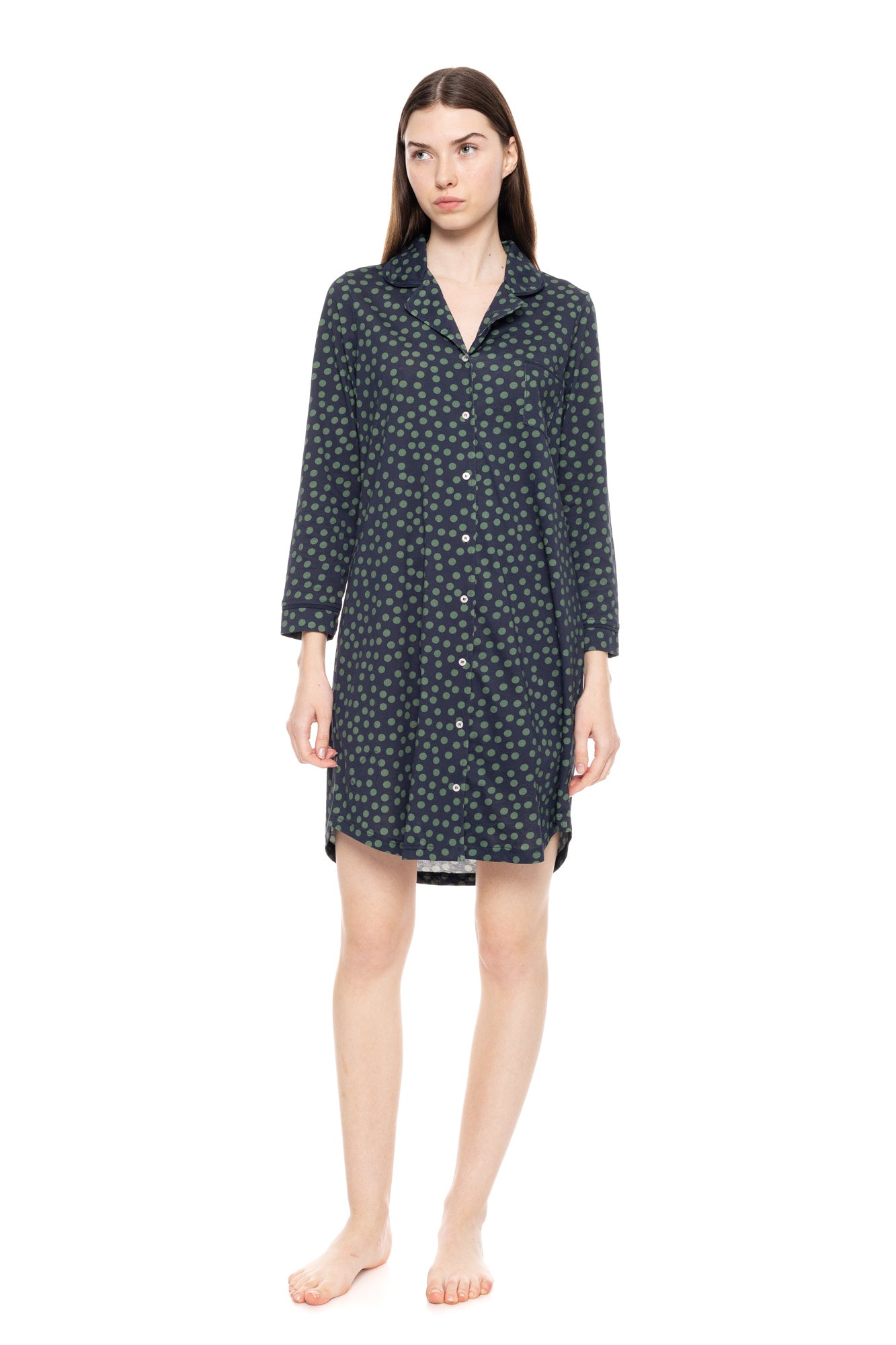 Pink Label - Nightgown Buttoned Green Dot