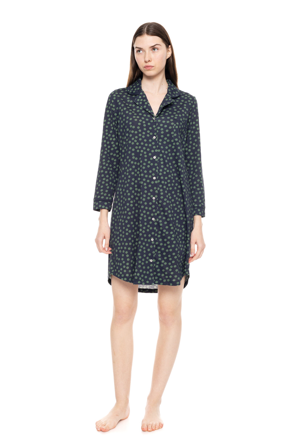 Pink Label - Nightgown Buttoned Green Dot