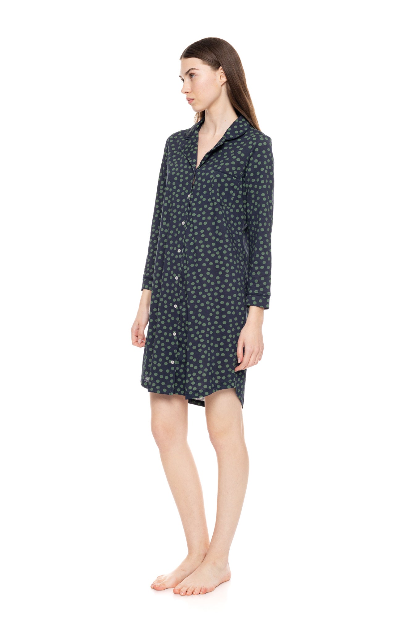 Pink Label - Nightgown Buttoned Green Dot