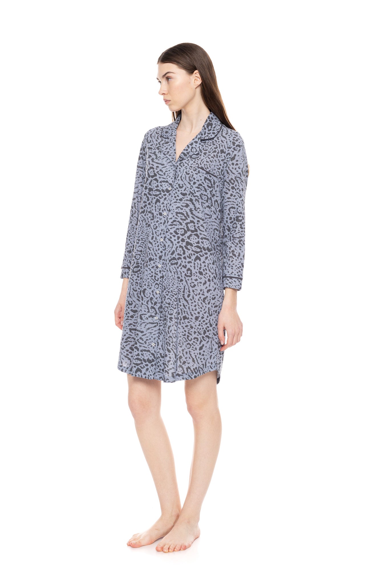 Pink Label - Nightgown Buttoned Grey Leo