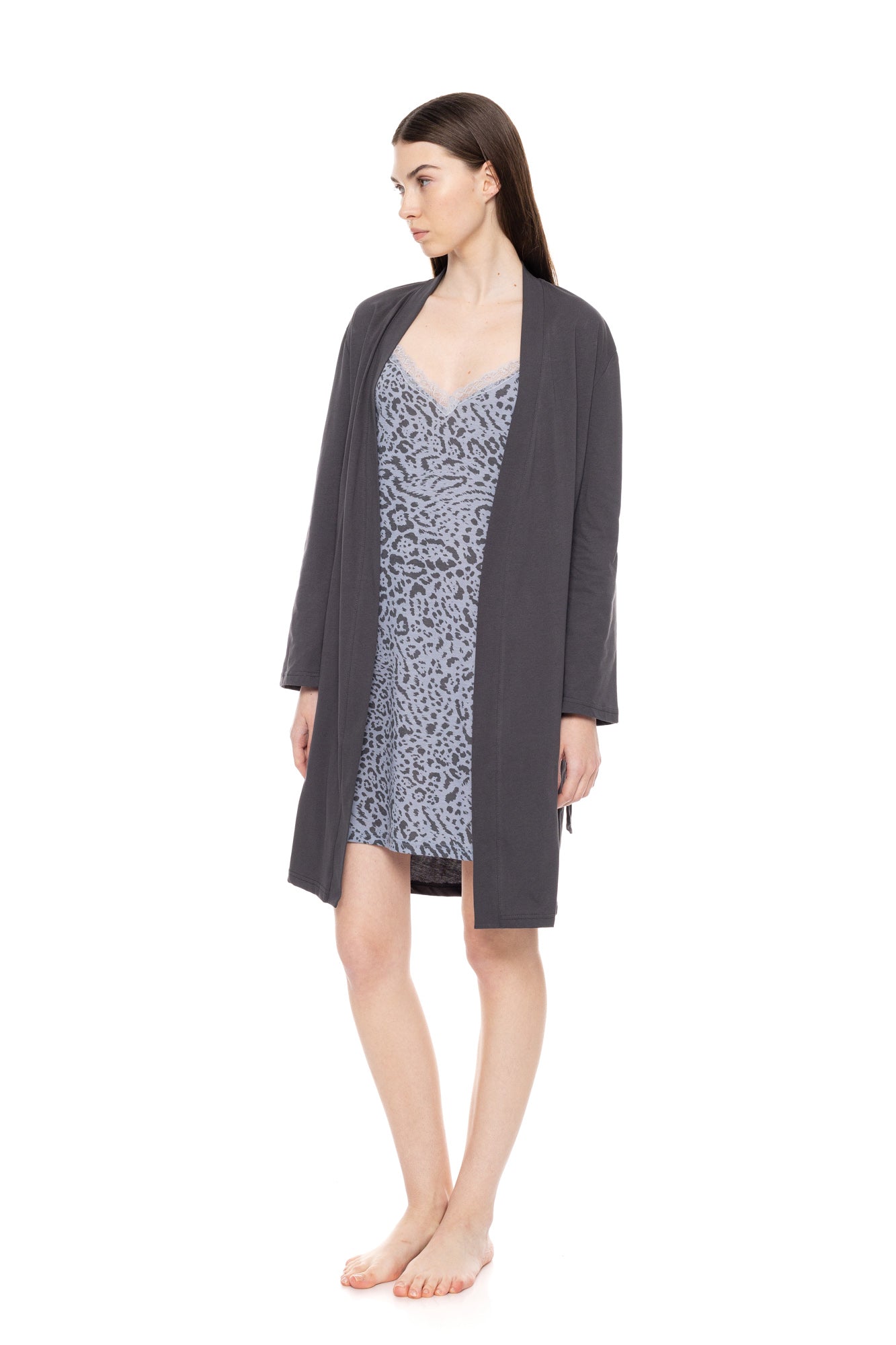 Pink Label - Nightgown 2Pcs Set Grey Leo