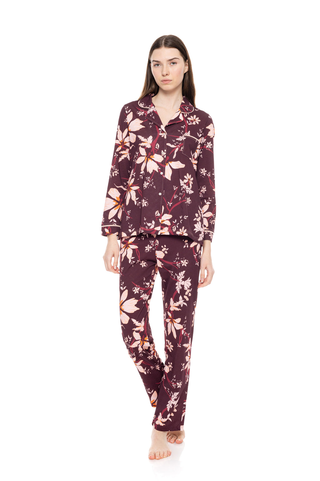 Pink Label - Pyjama Buttoned Magenda Flower