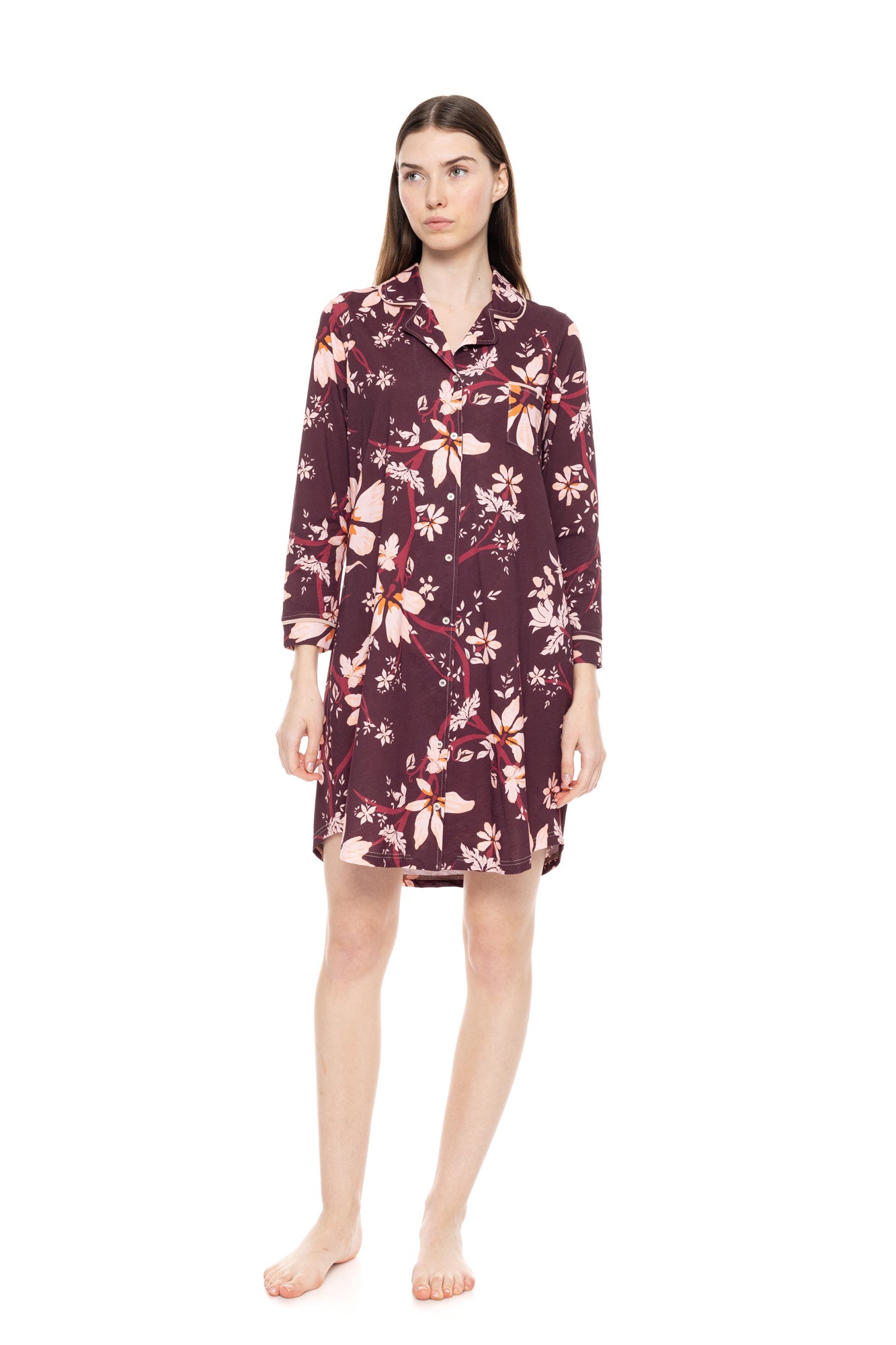 Pink Label - Nightgown Buttoned Magenda Flower