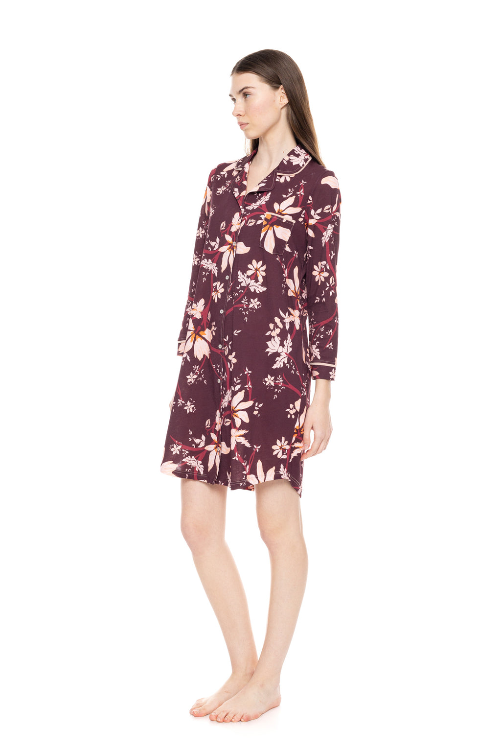 Pink Label - Nightgown Buttoned Magenda Flower