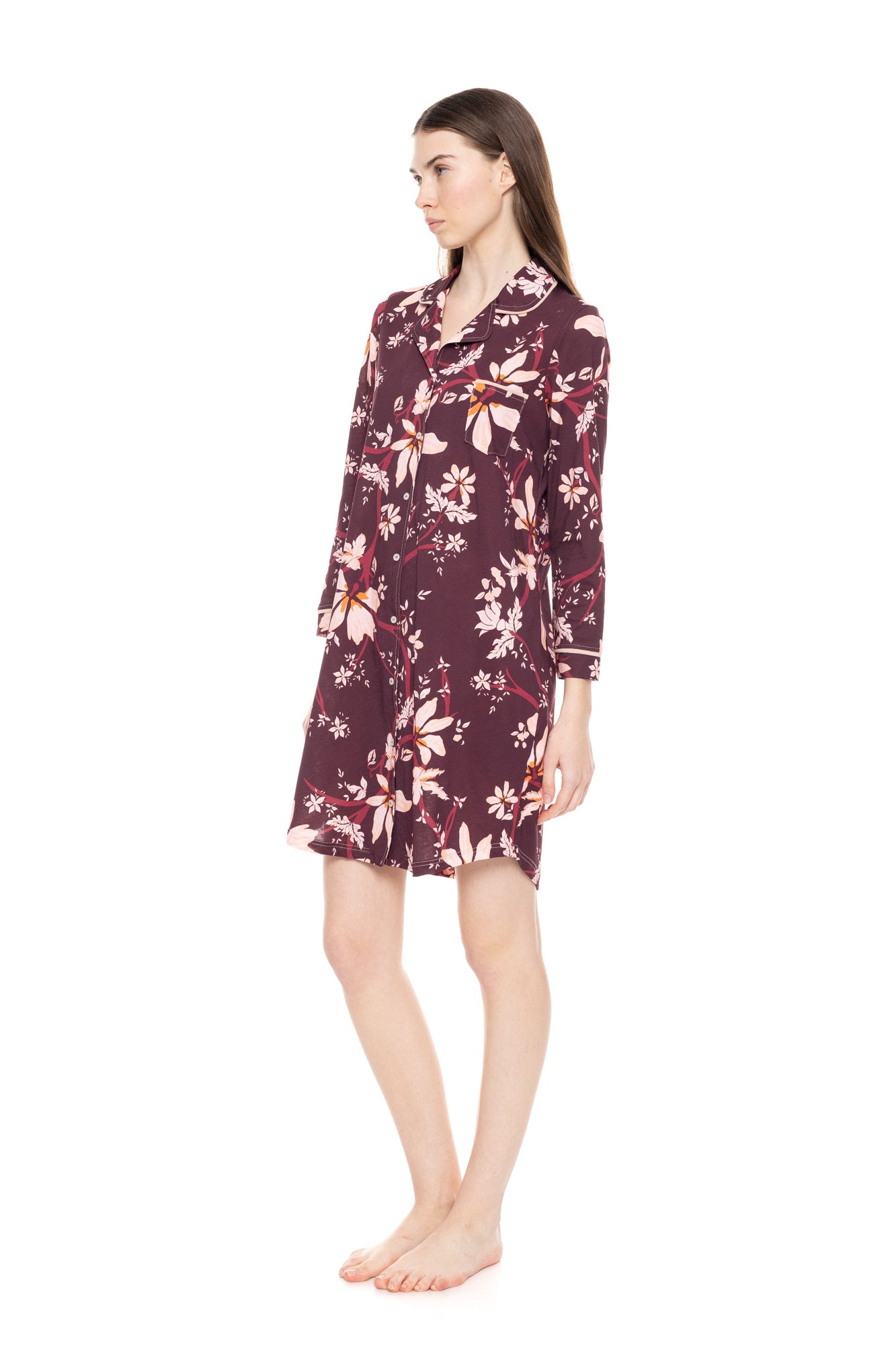 Pink Label - Nightgown Buttoned Magenda Flower