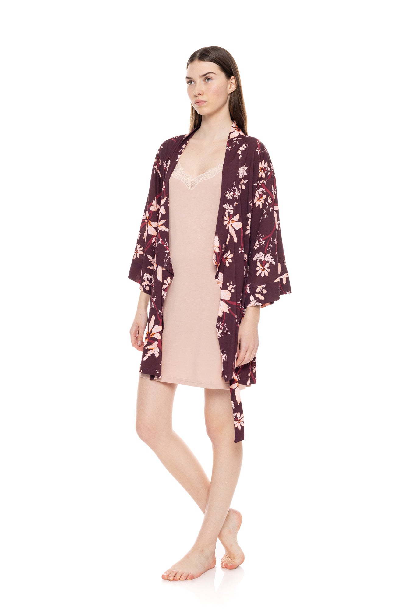 Pink Label - Nightgown Set 2 Pcs Magenda Flower