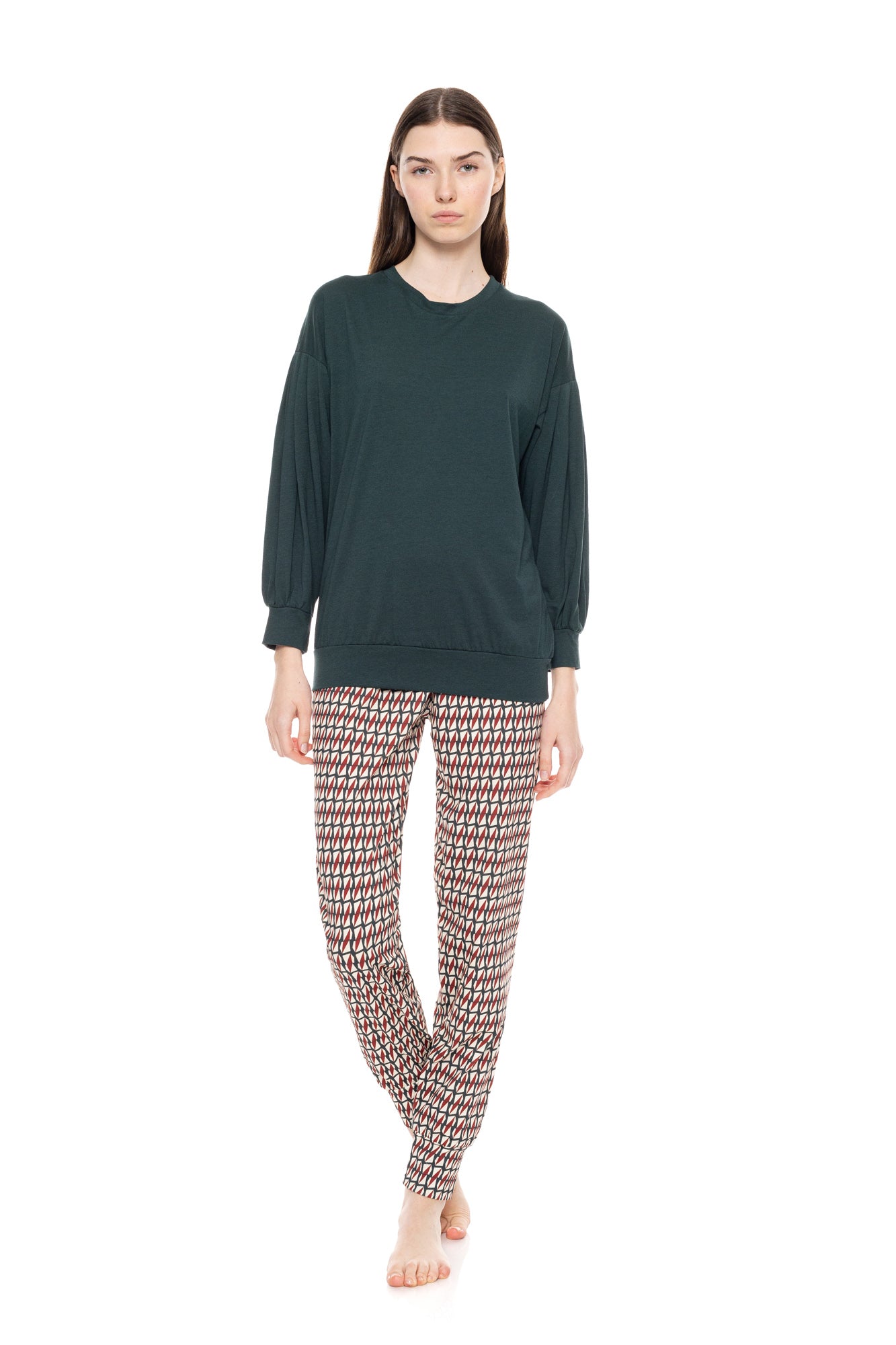 Pink Label - Pyjama Forest Green Geo