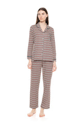 Pink Label - Pyjama Buttoned Forest Green Geo