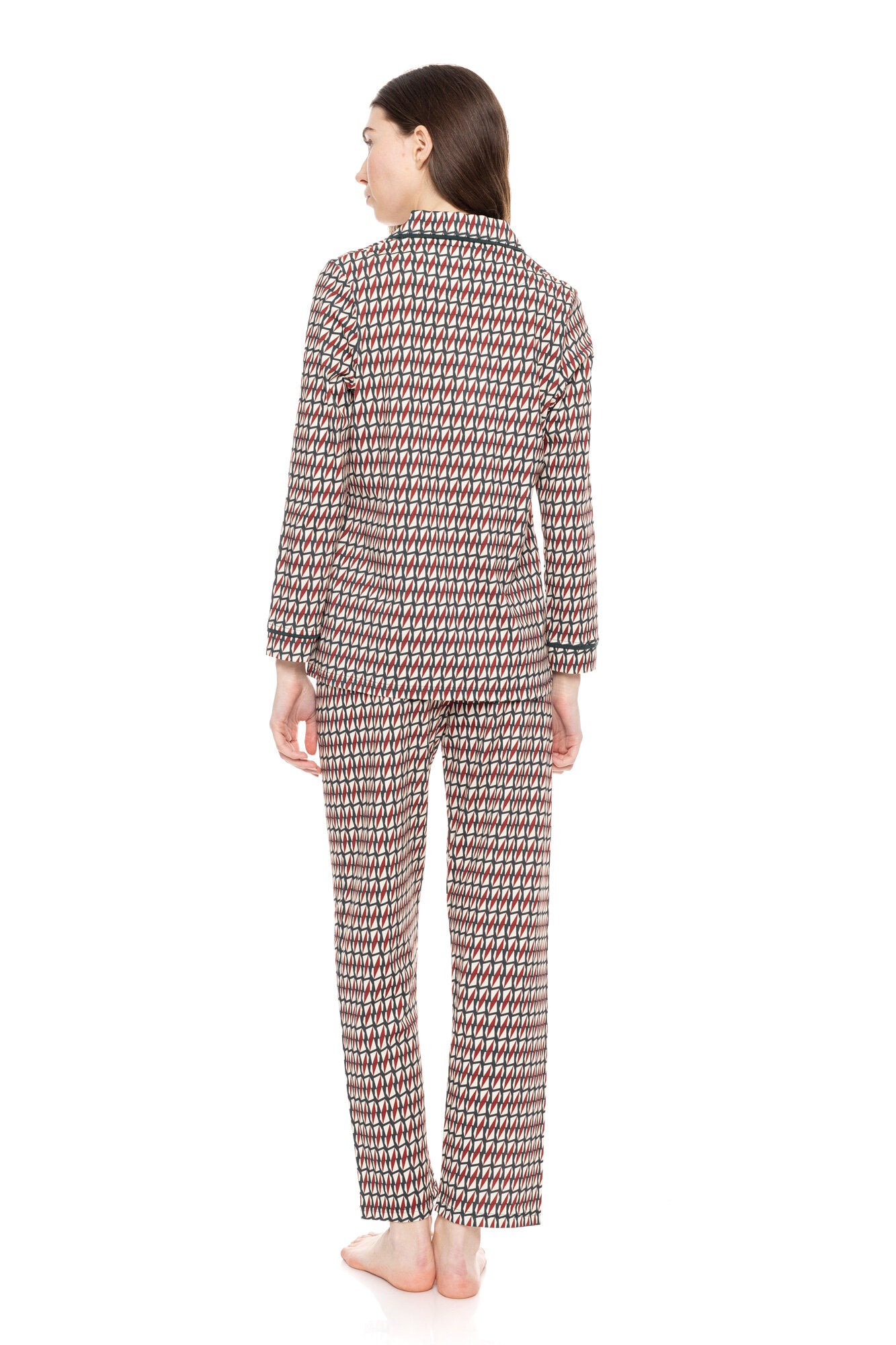 Pink Label - Pyjama Buttoned Forest Green Geo