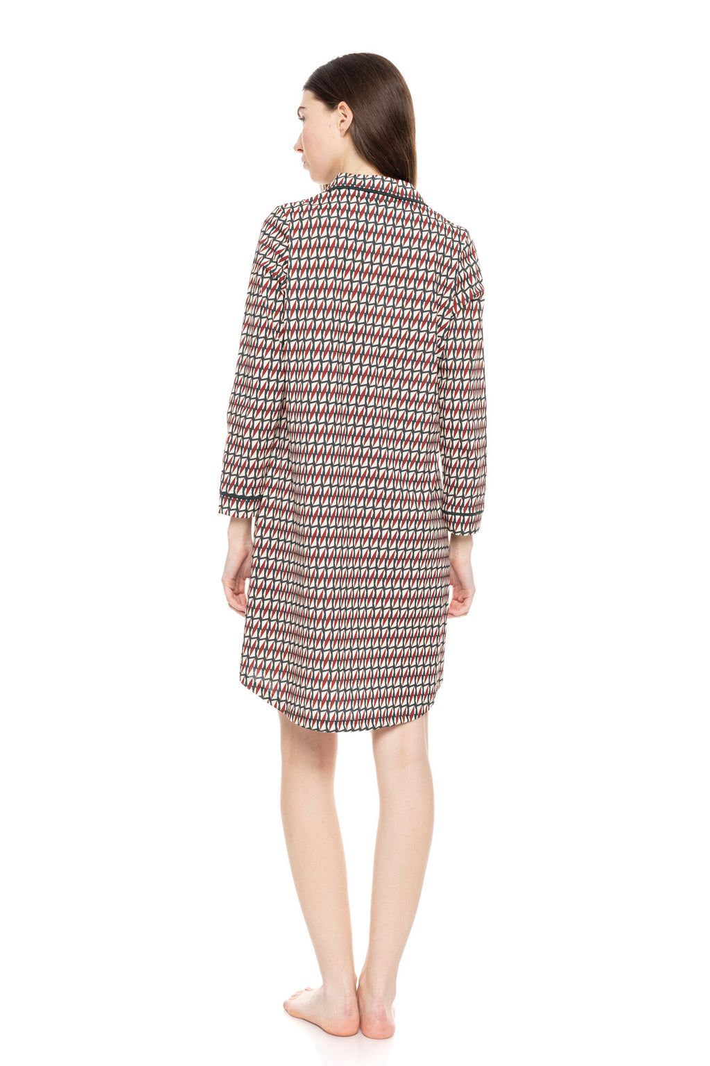 Pink Label - Nightgown Buttoned Forest Green Geo