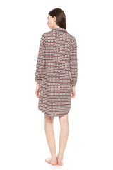 Pink Label - Nightgown Buttoned Forest Green Geo