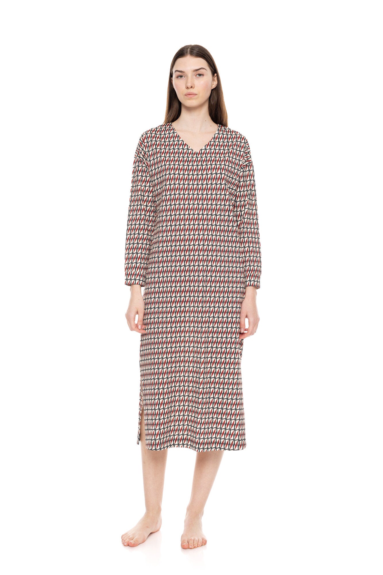 Pink Label - Nightgown V Forest Green Geo
