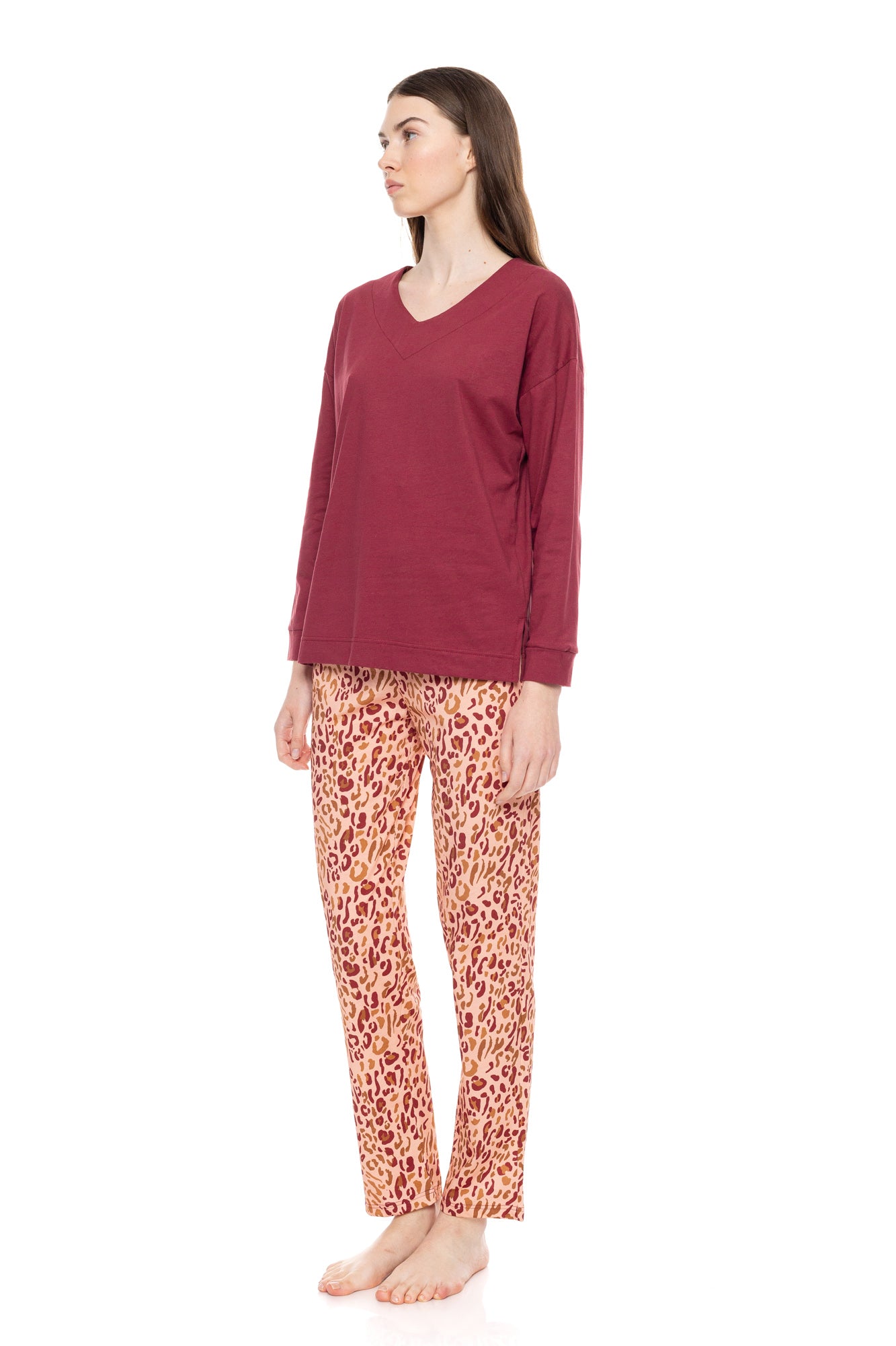 Pink Label - Pyjama V Soft Pink Leopard