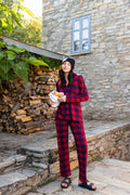 Pink Label - Pyjama Buttoned Jacquard Red Plaid