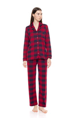 Pink Label - Pyjama Buttoned Jacquard Red Plaid