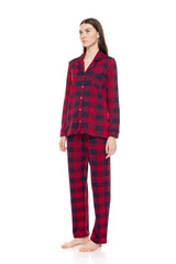 Pink Label - Pyjama Buttoned Jacquard Red Plaid