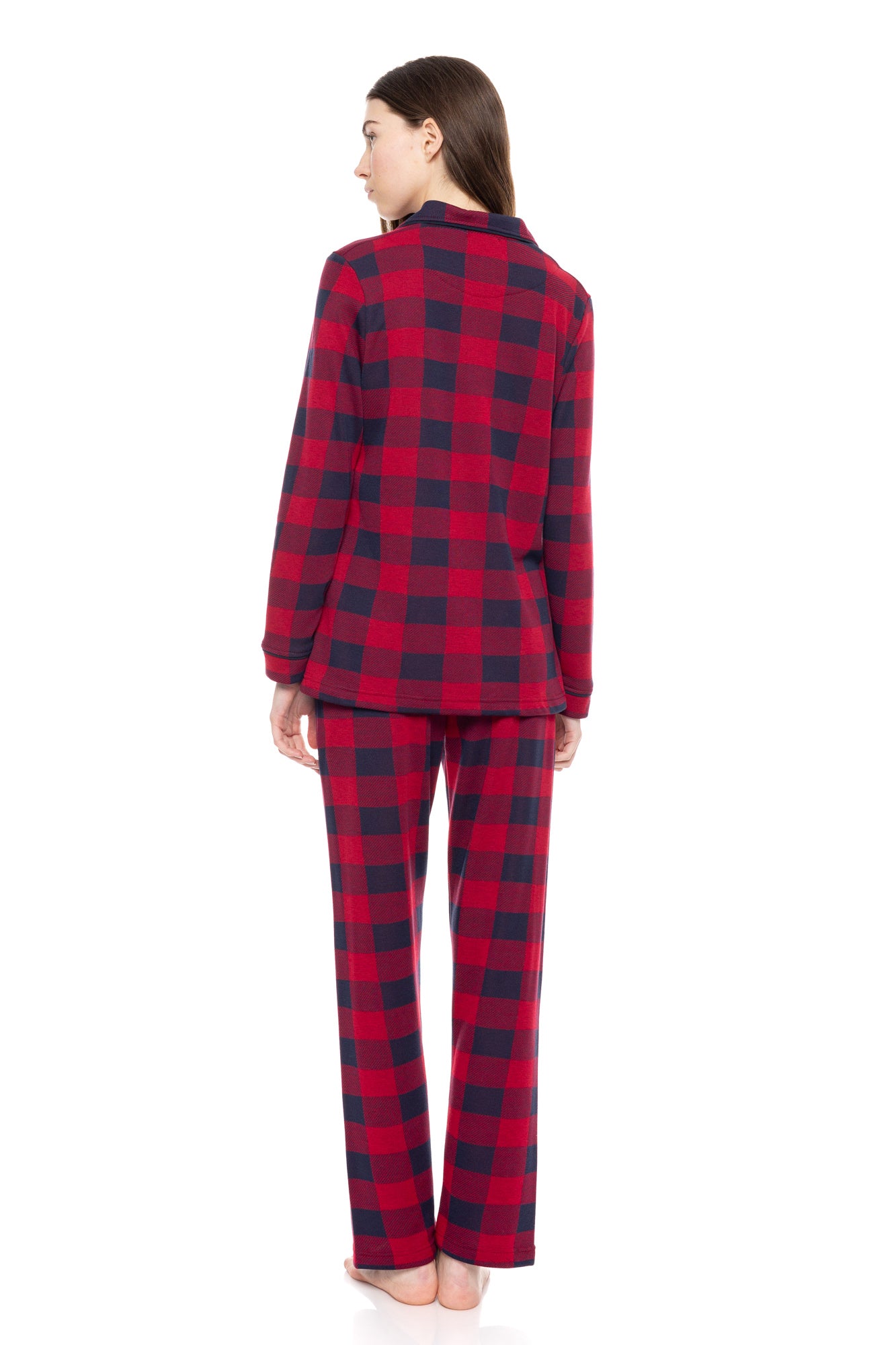 Pink Label - Pyjama Buttoned Jacquard Red Plaid