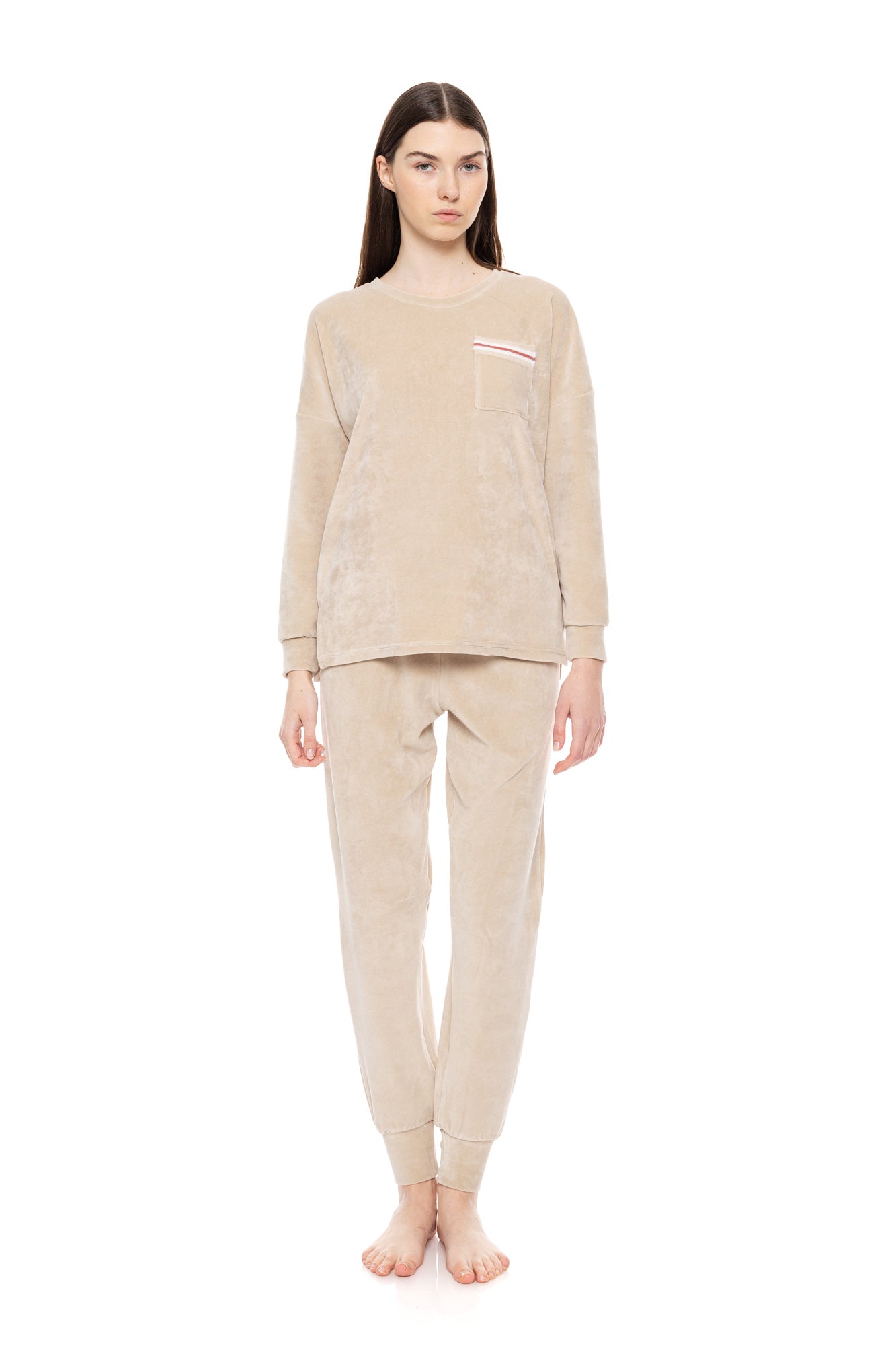 Pink Label - Homewear Velvet Stripe