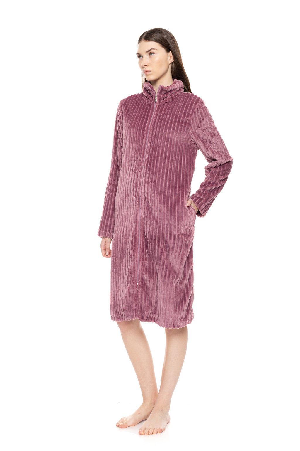 Pink Label - Robe Zipper Fleece Stripe