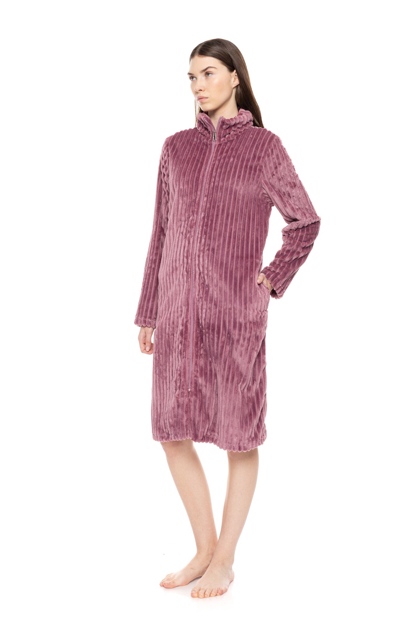 Pink Label - Robe Zipper Fleece Stripe