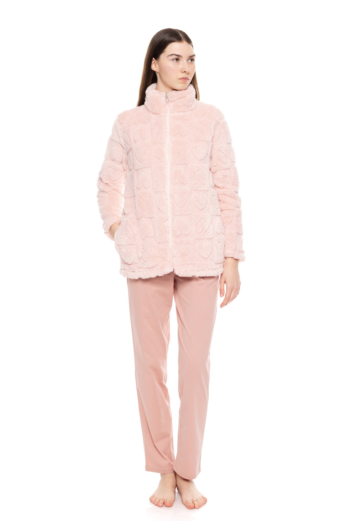 Pink Label - Robe Zipper Fleece Love