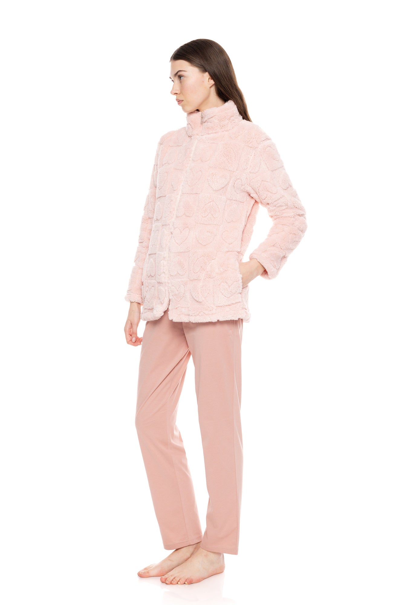 Pink Label - Robe Zipper Fleece Love