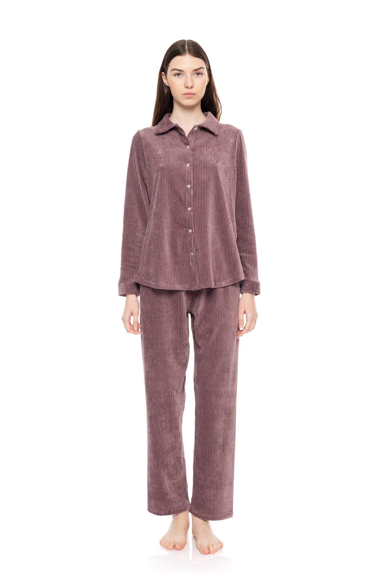 Pink Label - Pyjama Buttoned Velvet Stripe