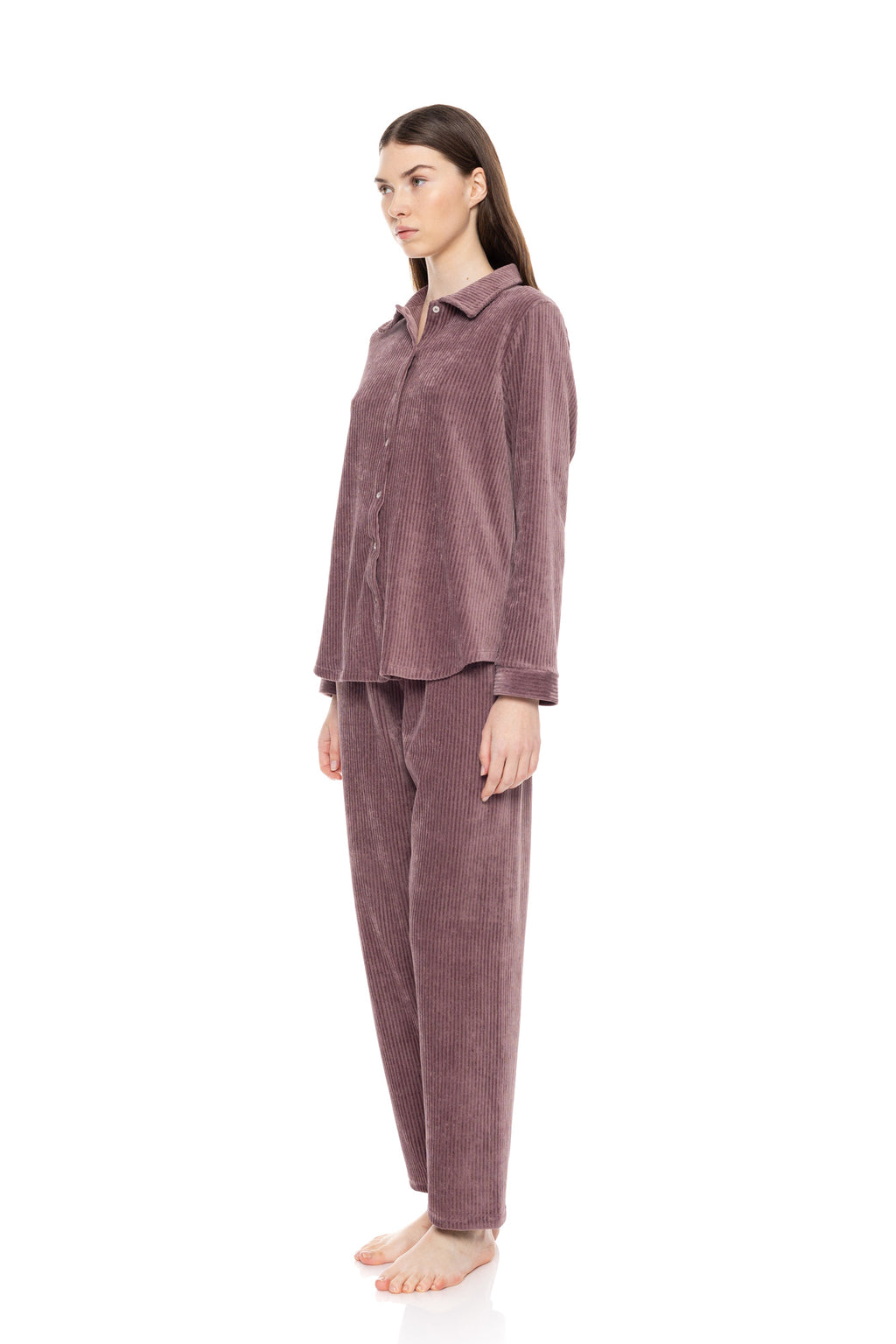 Pink Label - Pyjama Buttoned Velvet Stripe