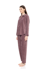 Pink Label - Pyjama Buttoned Velvet Stripe