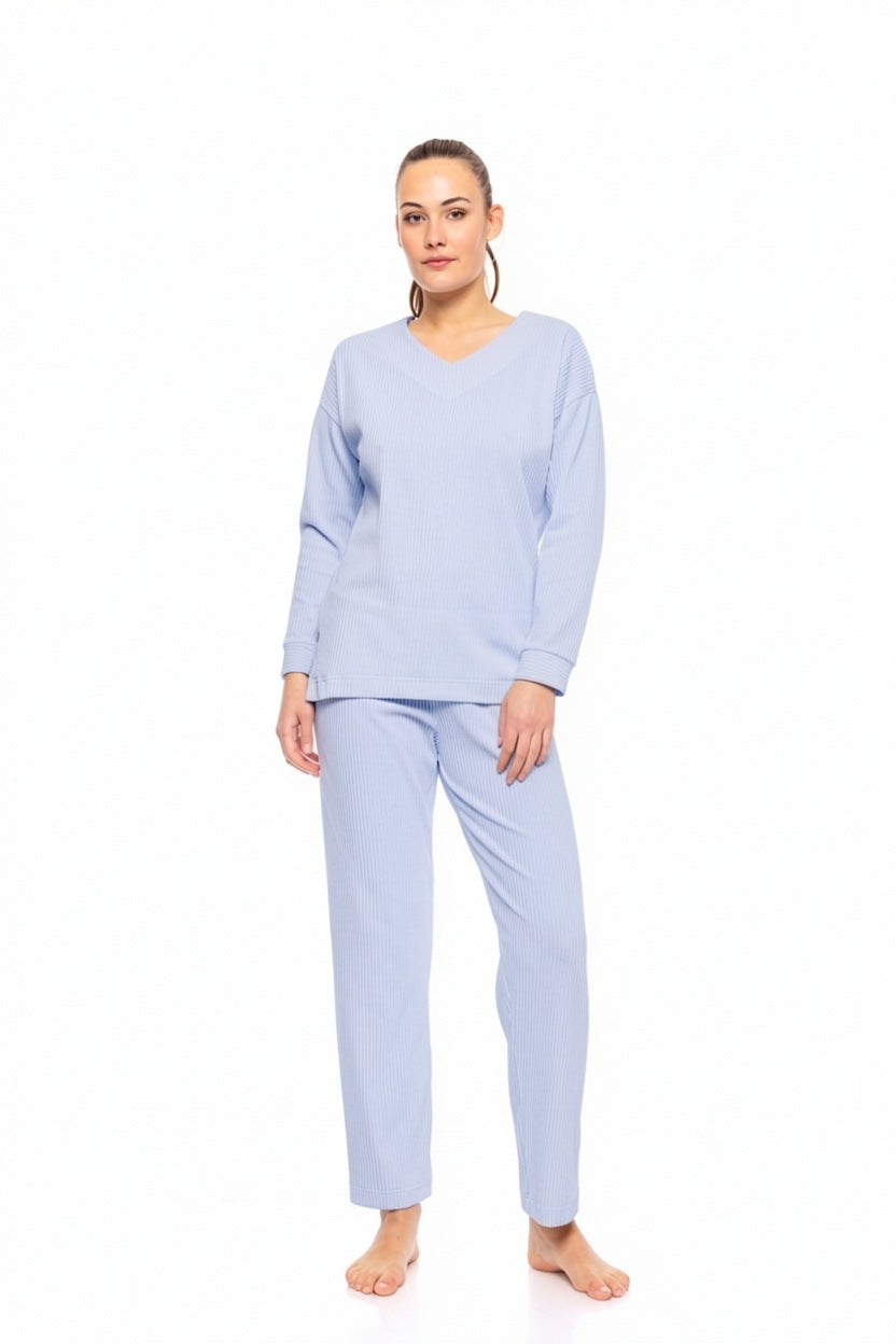 Pink Label - Pyjama V Velvet Stripe