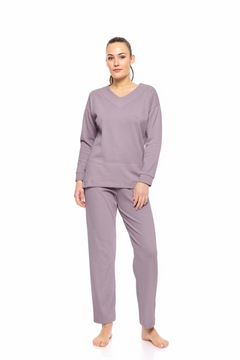 Pink Label - Pyjama V Velvet Stripe
