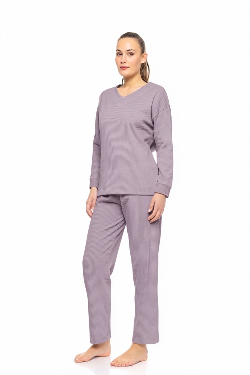 Pink Label - Pyjama V Velvet Stripe