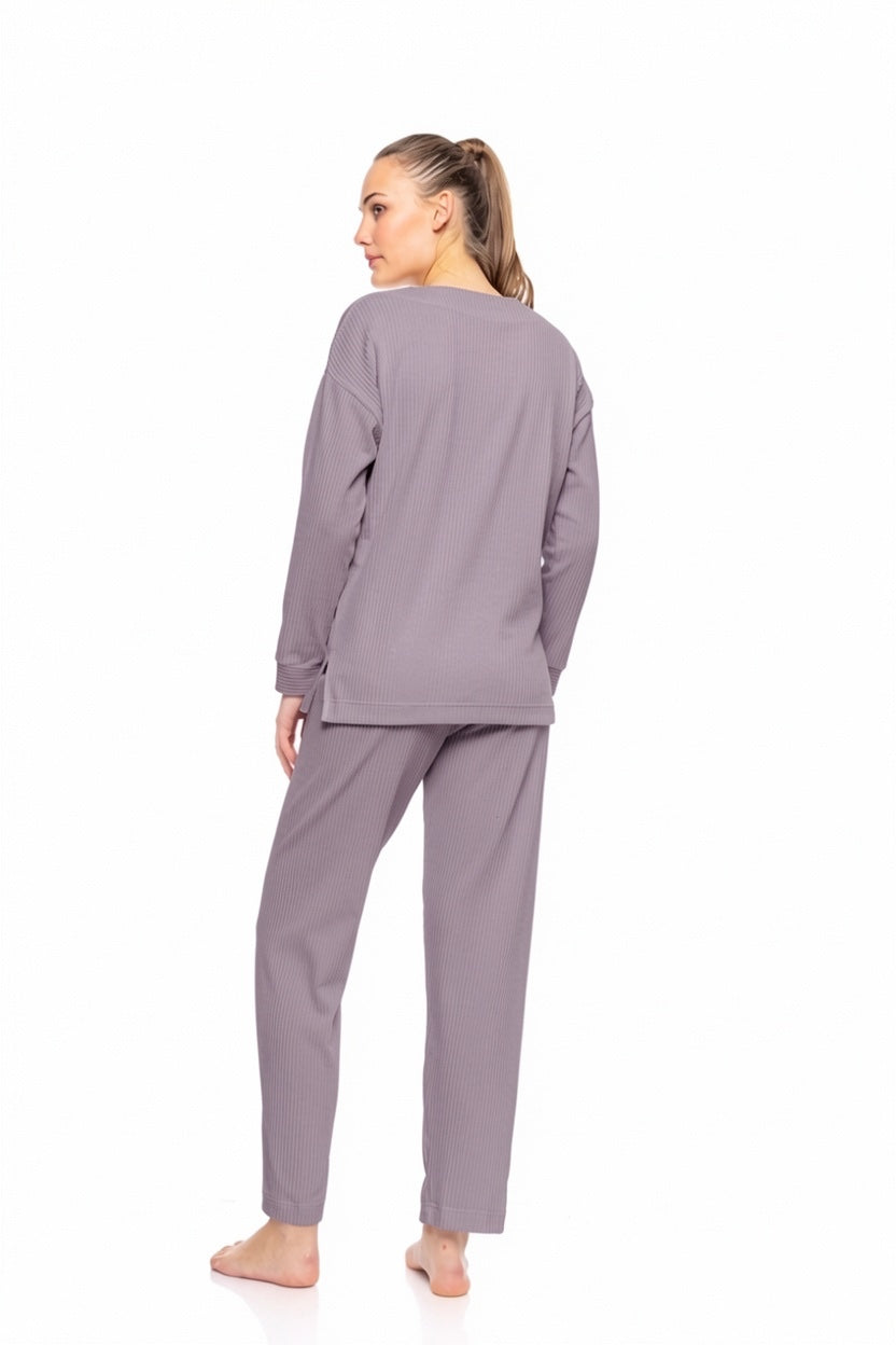 Pink Label - Pyjama V Velvet Stripe