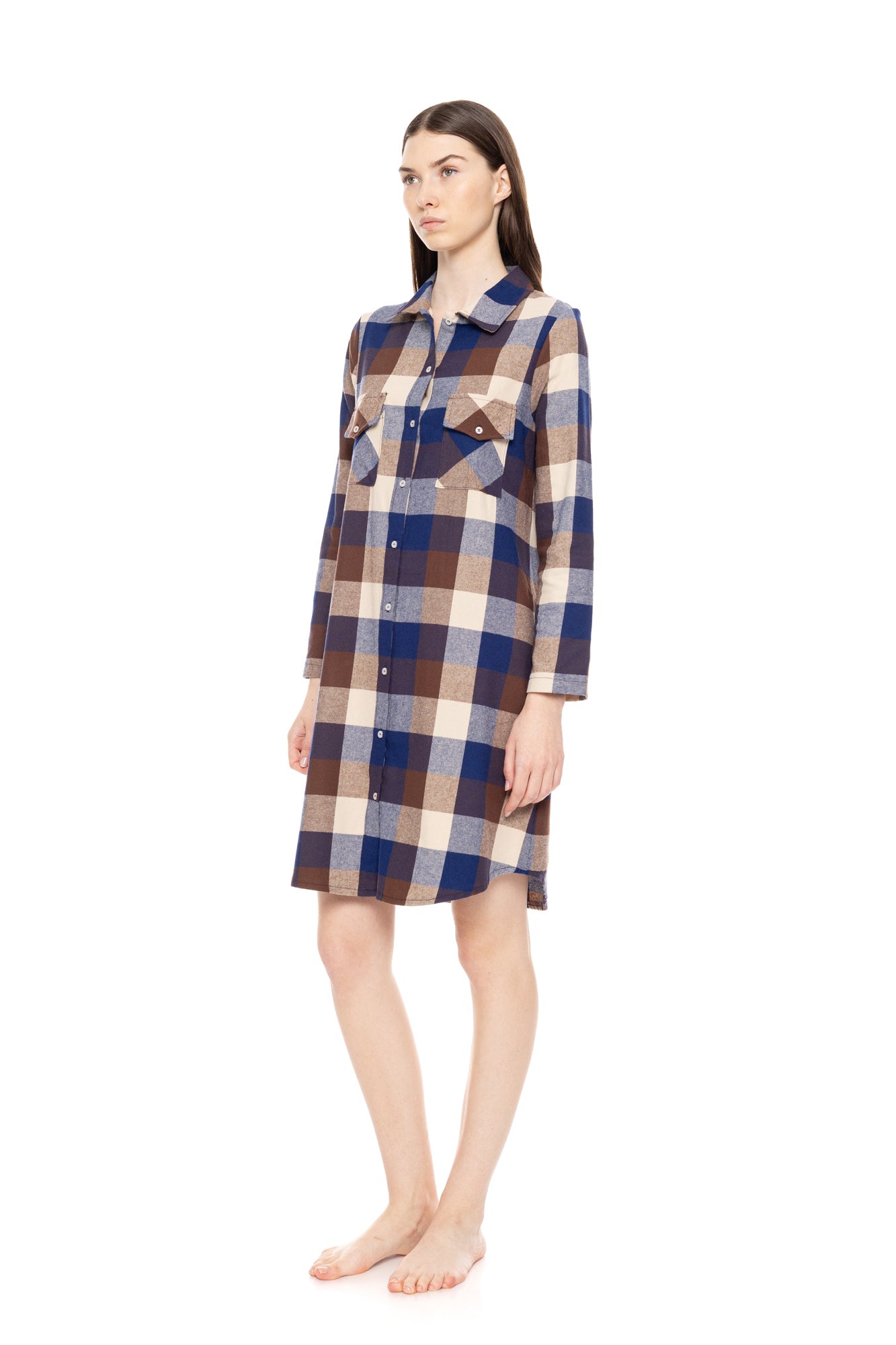 Pink Label - Nightgown Buttoned Autumn Plaid