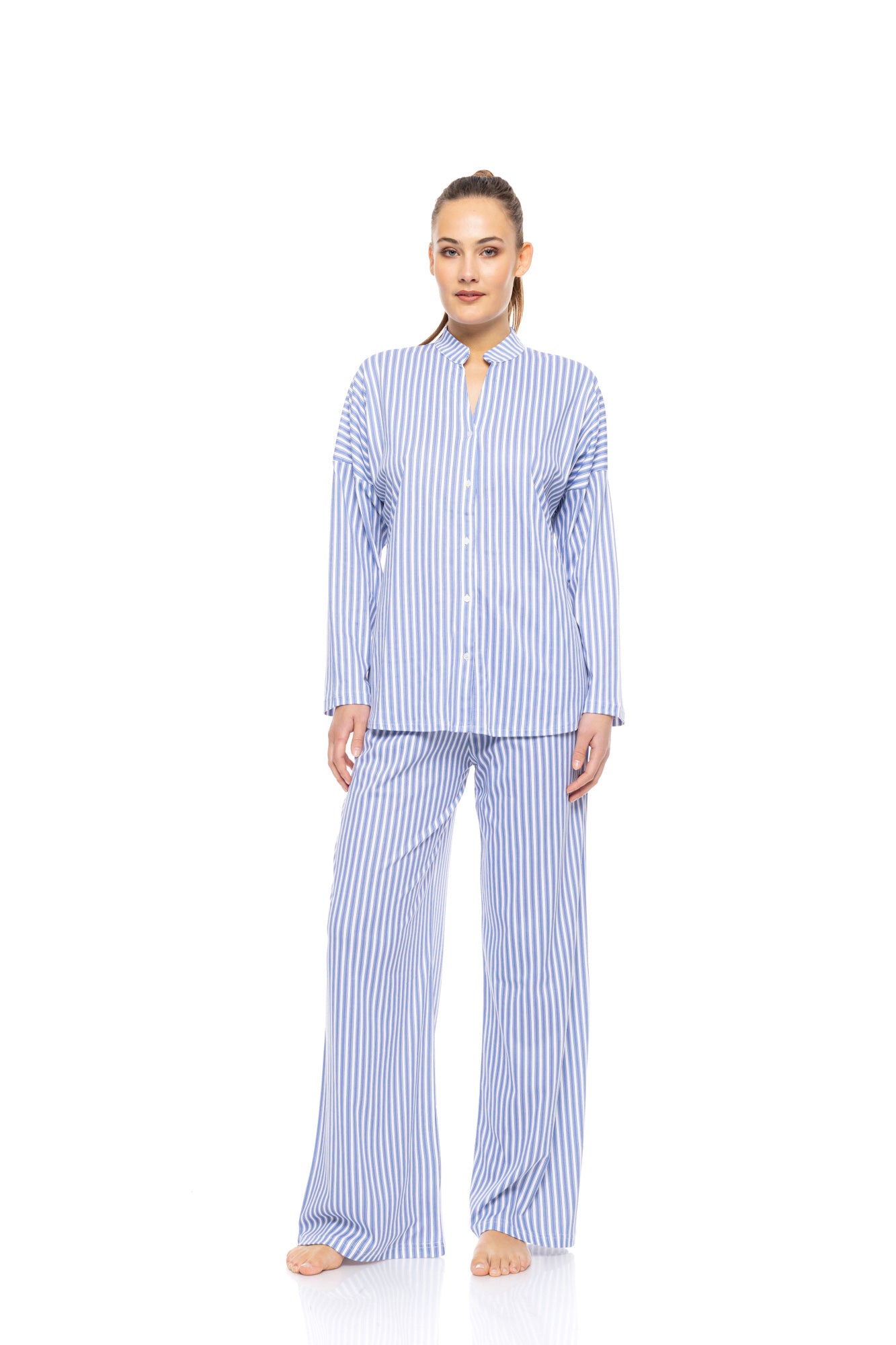 Pink Label - Pyjama Buttoned Calming Stripes